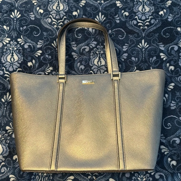 Kate spade large metallic silver tote - Picture 1 of 6